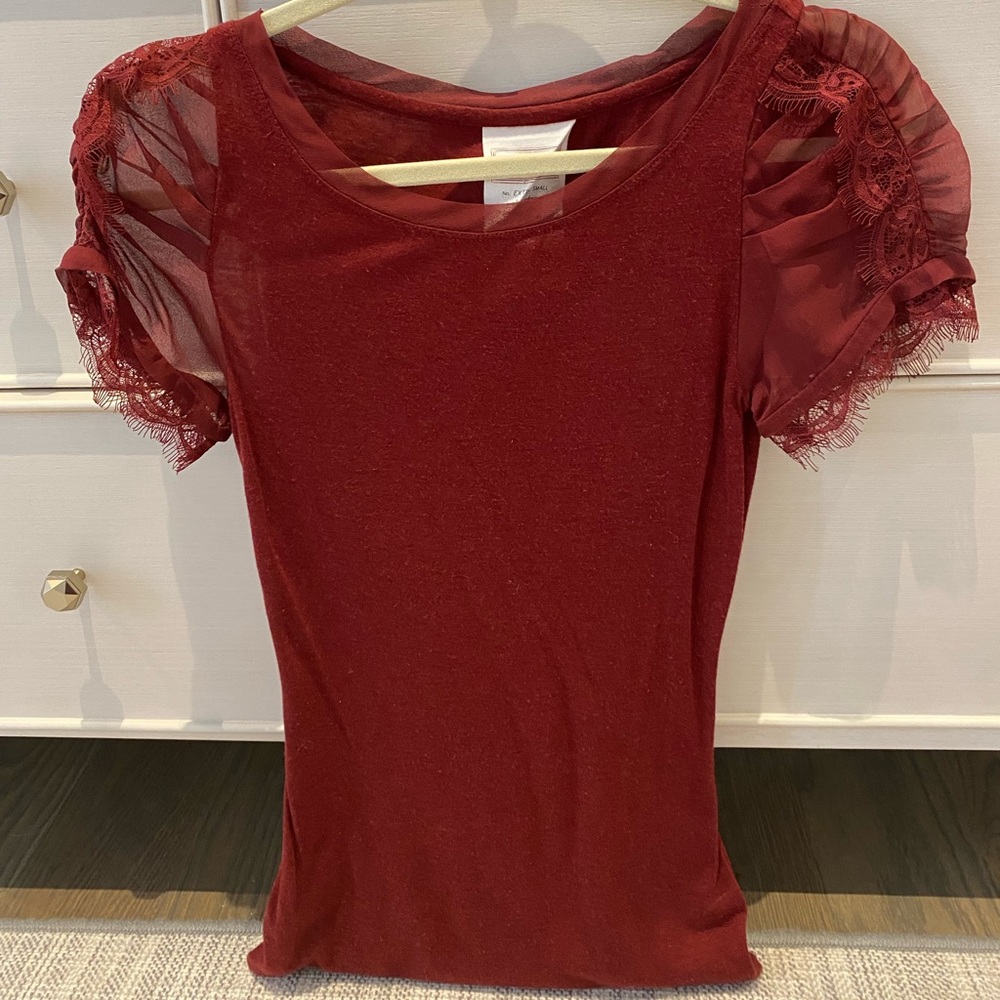 Burgundy Anthropologie Top